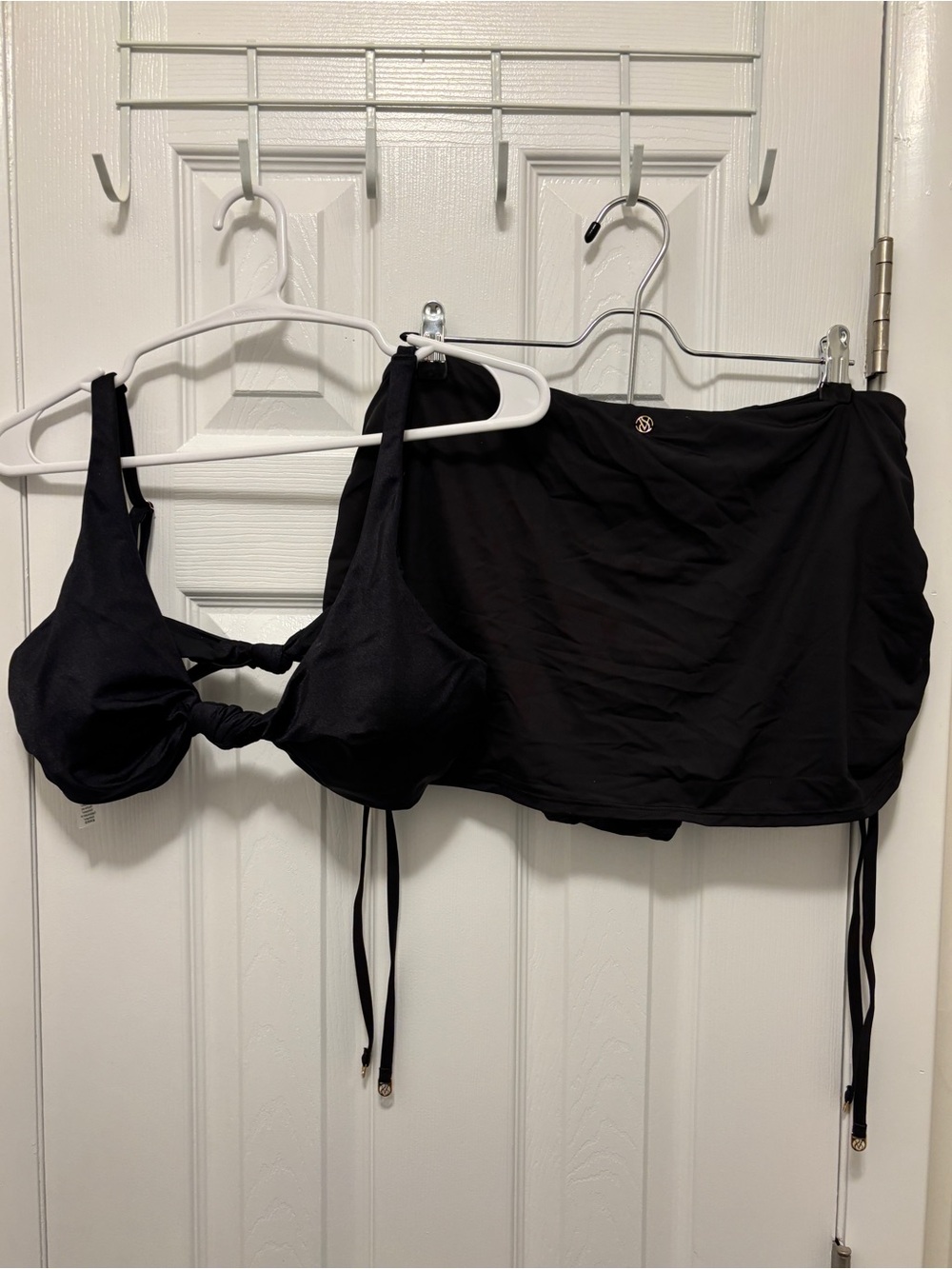 Victoria's Secret Black Two-Piece Bikini Set with Skirted Bottom Top L Bottom XL